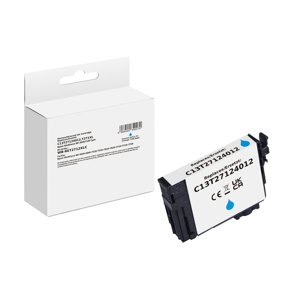 White Box Standard Remanufactured Epson C13T27124012 (T271XL) Inkjet Cartridge Cyan