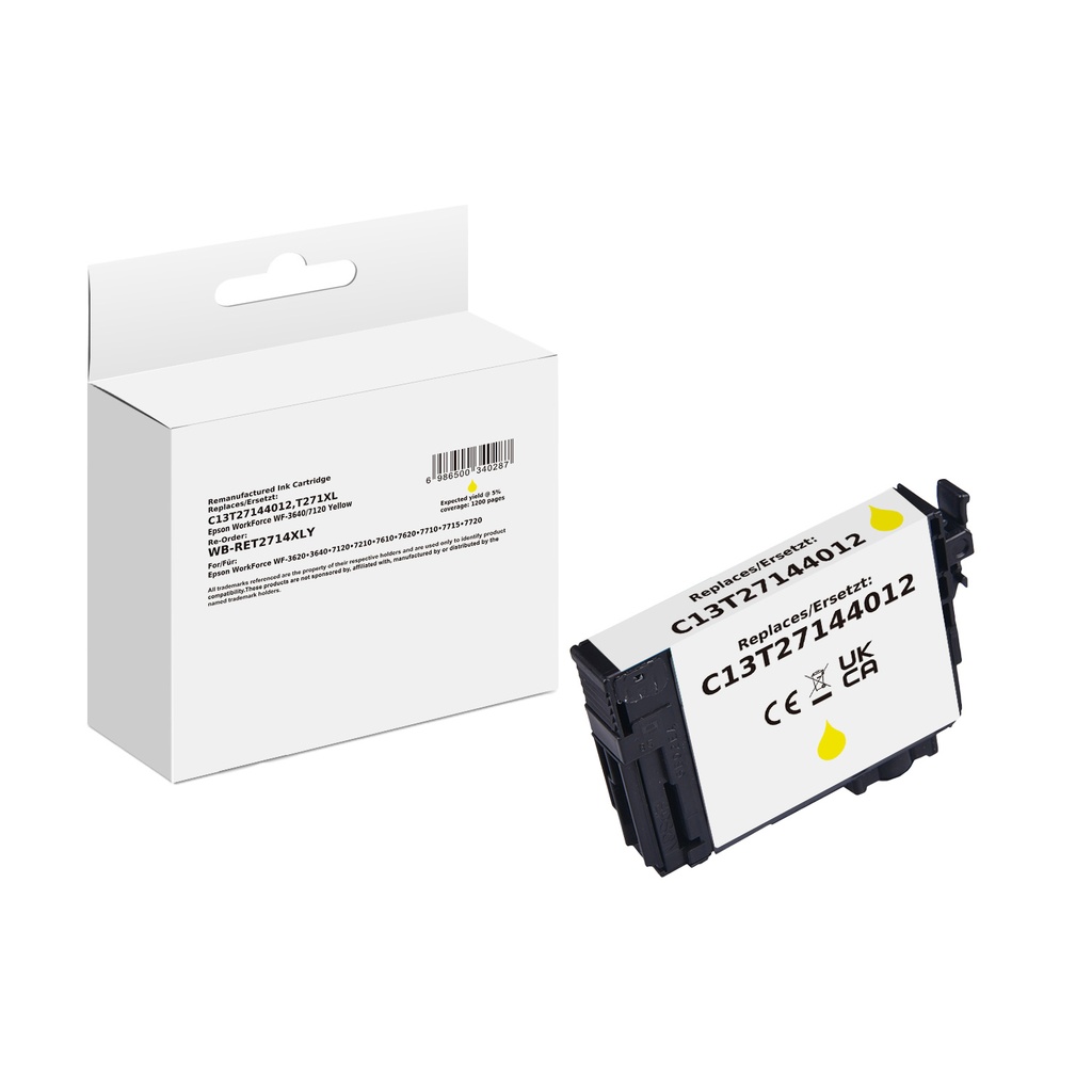 White Box Standard Remanufactured Epson C13T27144012 (T271XL) Inkjet Cartridge Yellow