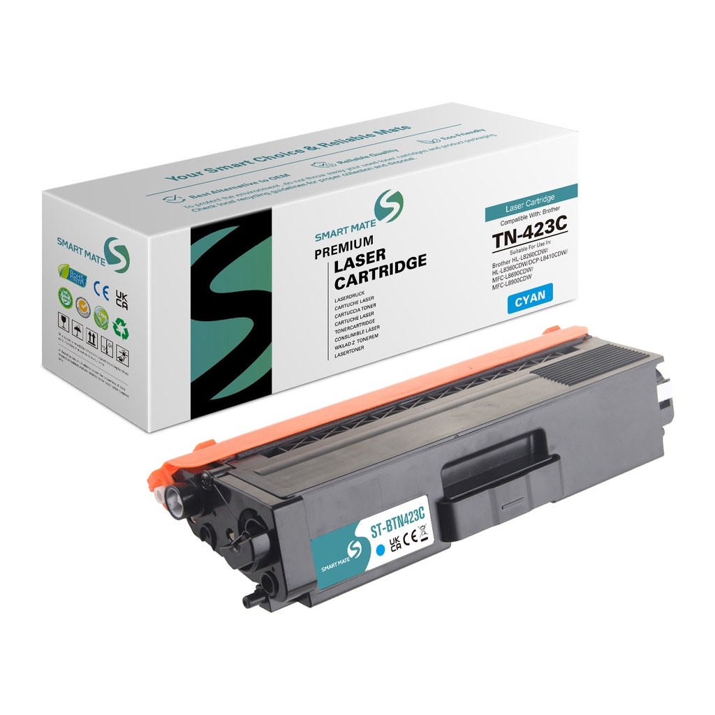 SMART MATE Remanufactured Brother TN-423C Toner Cyan