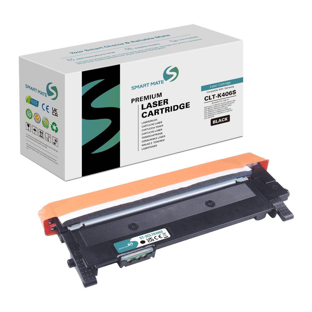 SMART MATE Remanufactured Samsung SU118A (CLT-K406S) Toner Black