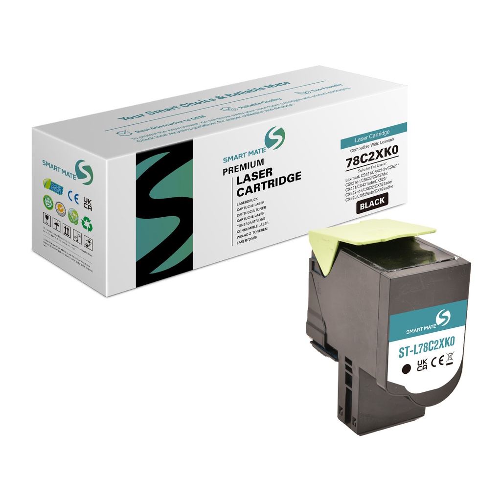 SMART MATE Remanufactured Lexmark 78C2XK0 Toner Black