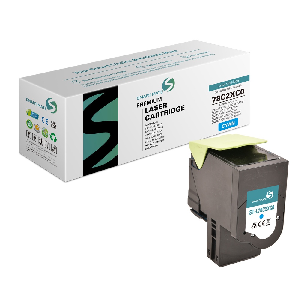 SMART MATE Remanufactured Lexmark 78C2XC0 Toner Cyan