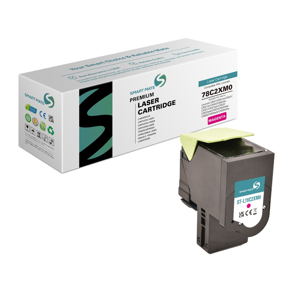 SMART MATE Remanufactured Lexmark 78C2XM0 Toner Magenta