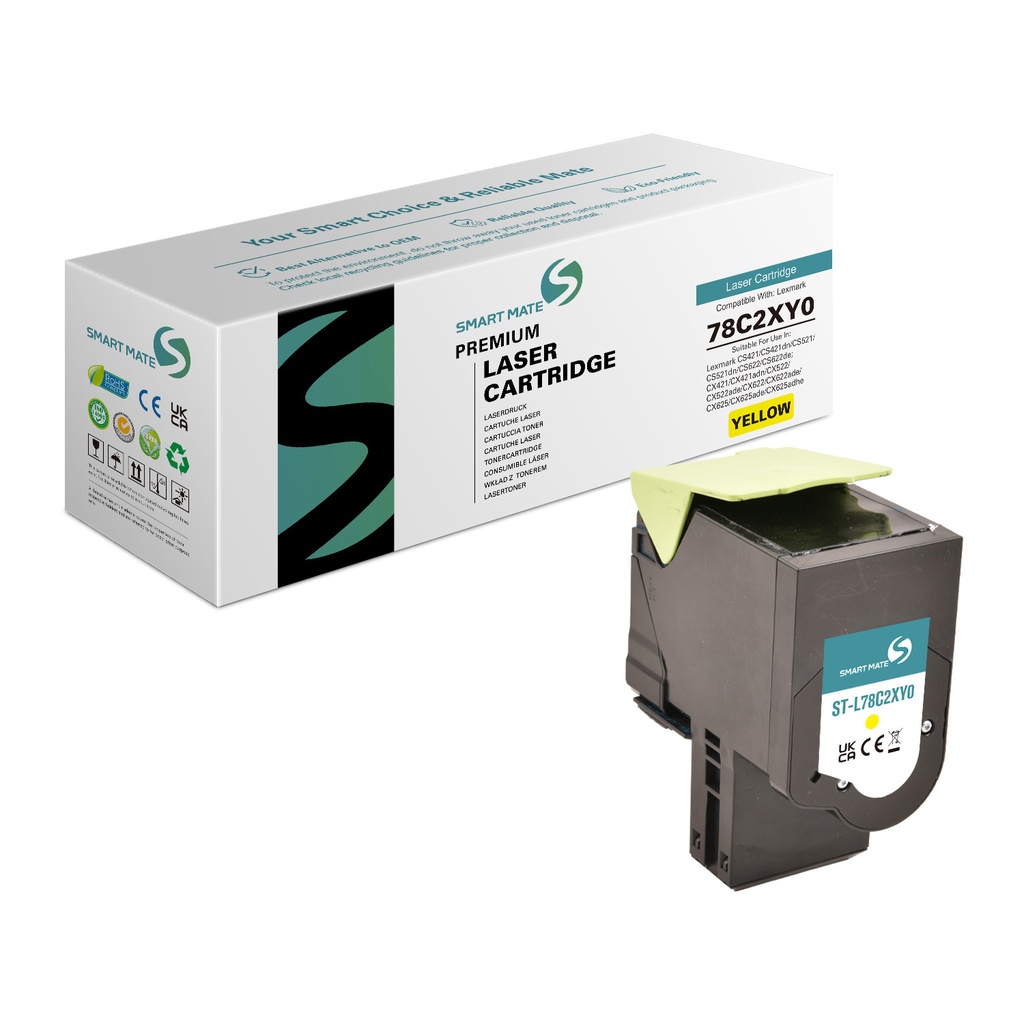 SMART MATE Remanufactured Lexmark 78C2XY0 Toner Yellow