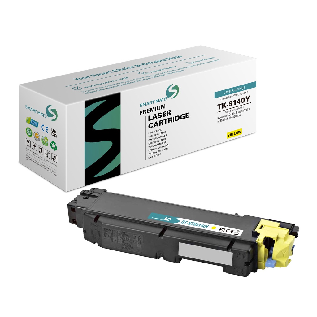 SMART MATE Remanufactured Kyocera 1T02NRANL0 (TK-5140Y) Toner Yellow