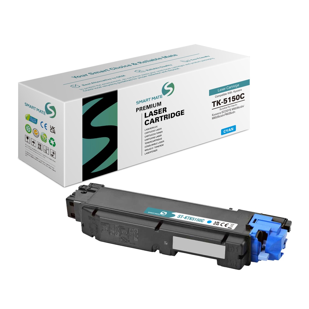 SMART MATE Remanufactured Kyocera 1T02NSCNL0 (TK-5150C) Toner Cyan