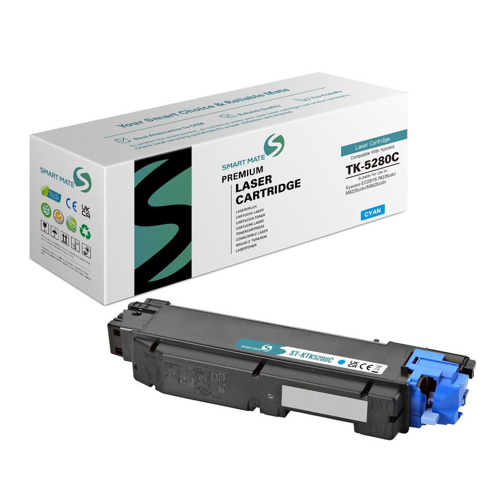 SMART MATE Remanufactured Kyocera 1T02TWCNL0 (TK-5280C) Toner Cyan