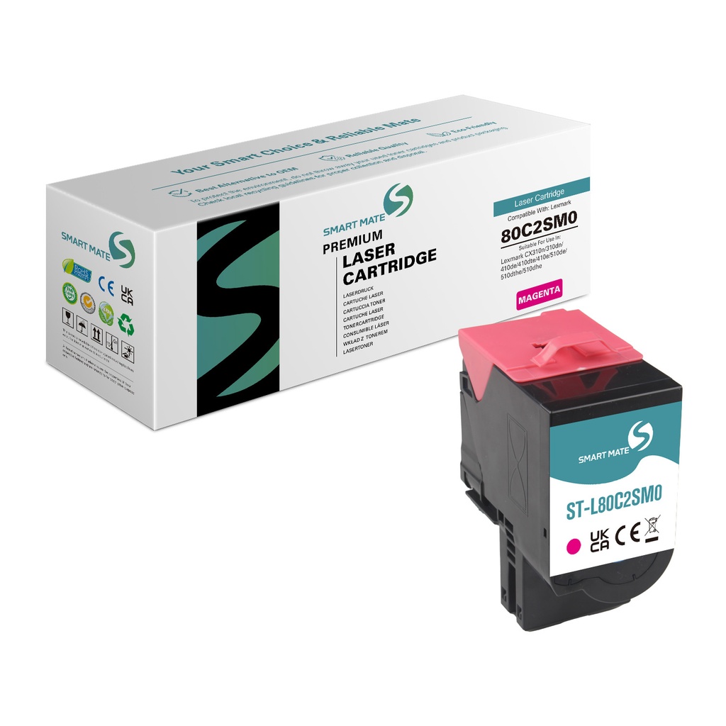 【202411归档】SMART MATE Remanufactured Lexmark 80C2SM0 Toner Magenta