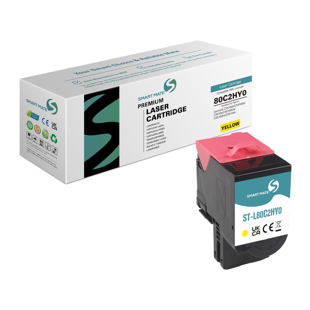 【202411归档】SMART MATE Remanufactured Lexmark 80C2HY0 Toner Yellow