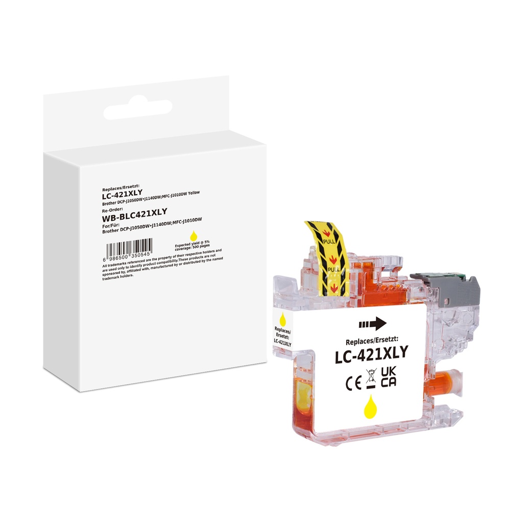 White Box Standard Compatible Brother LC-421XLY (LC-421XL) Inkjet Cartridge Yellow