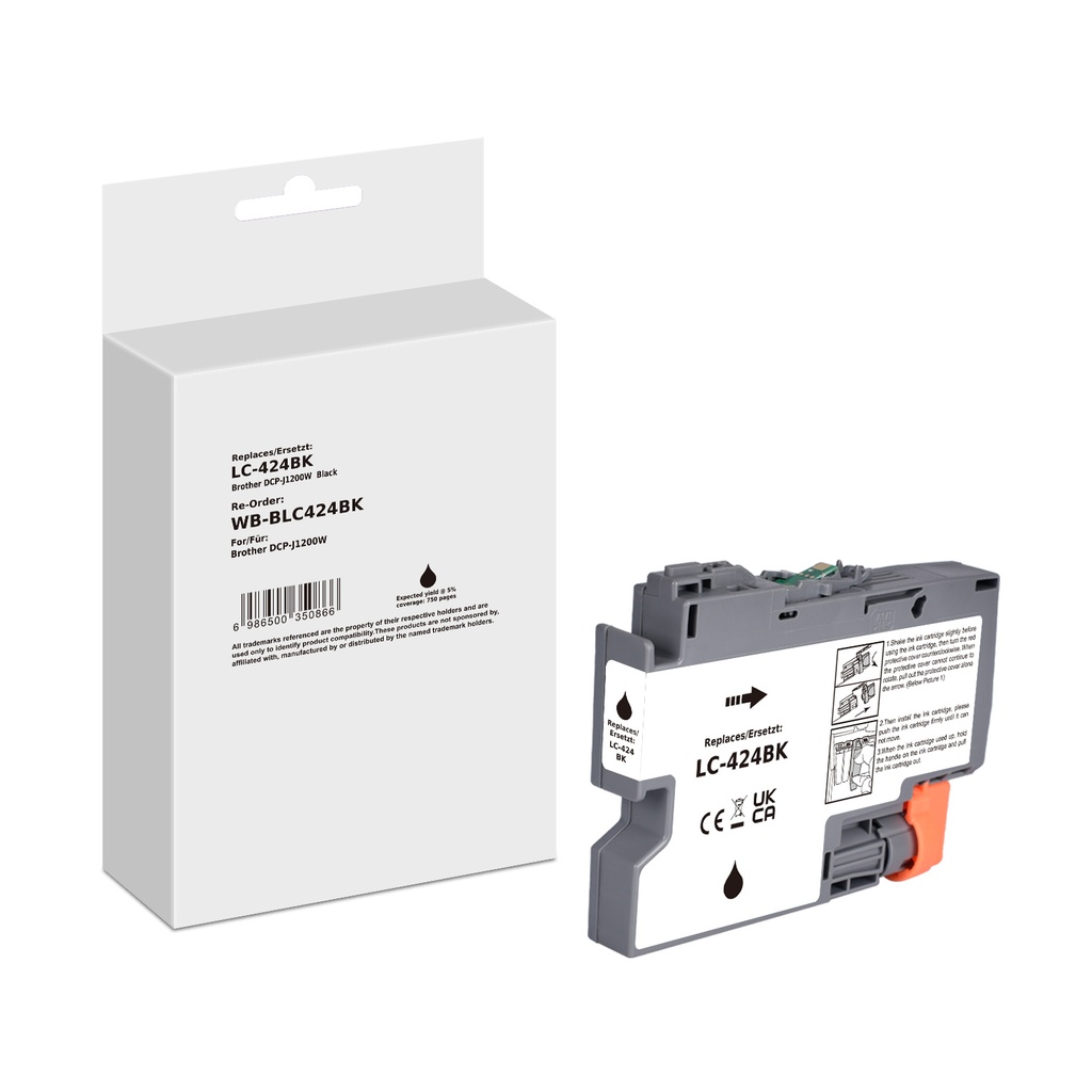 White Box Standard Compatible Brother LC-424BK (LC-424) Inkjet Cartridge Black