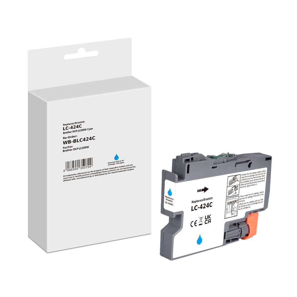 White Box Standard Compatible Brother LC-424C (LC-424) Inkjet Cartridge Cyan