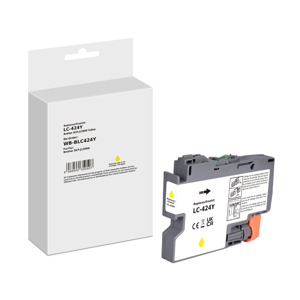 White Box Standard Compatible Brother LC-424Y (LC-424) Inkjet Cartridge Yellow