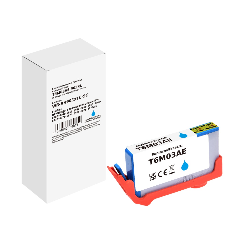 White Box Standard Remanufactured HP T6M03AE (903XL) Inkjet Cartridge Cyan