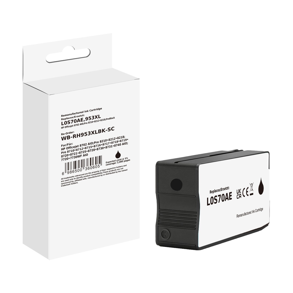 White Box Standard Remanufactured HP L0S70AE (953XL) Inkjet Cartridge Black(PG)