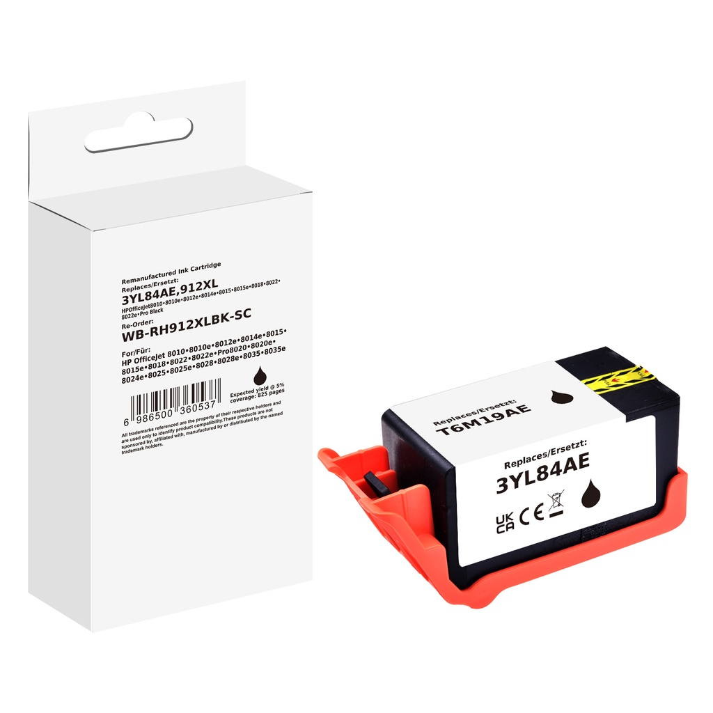 White Box Standard Remanufactured HP 3YL84AE (912XL) Inkjet Cartridge Black