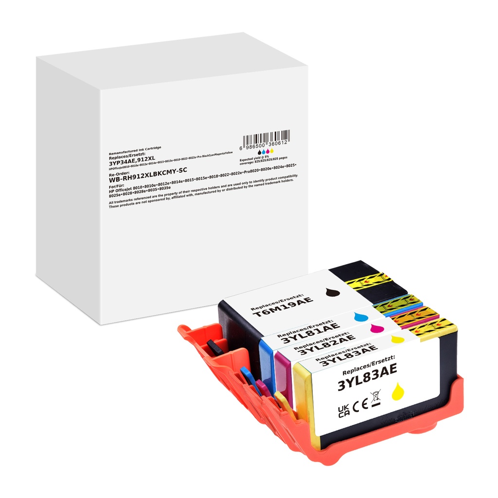 White Box Standard Remanufactured HP 3YP34AE (912XL) Inkjet Cartridge Black/Cyan/Magenta/Yellow