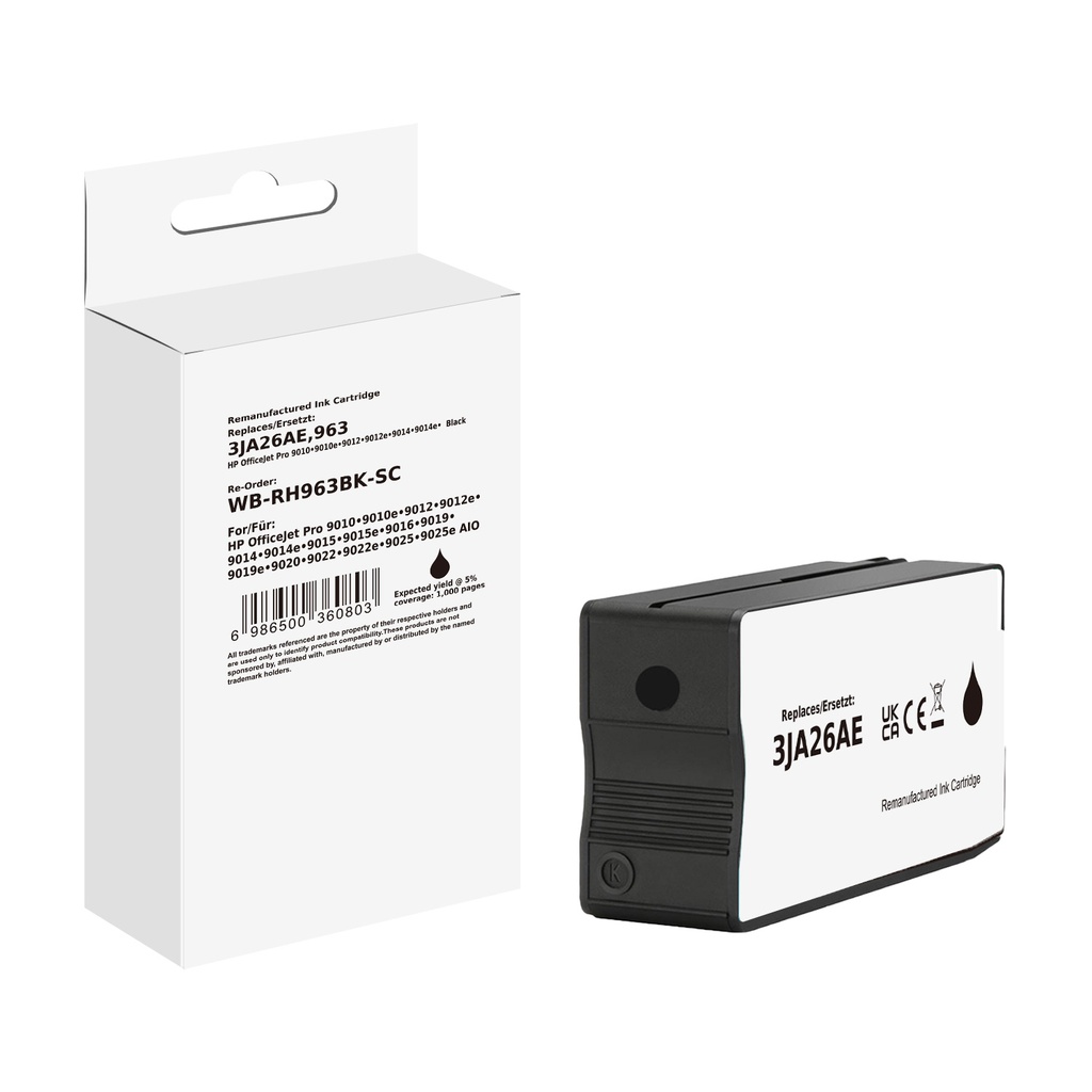 White Box Standard Remanufactured HP 3JA26AE (963) Inkjet Cartridge Black