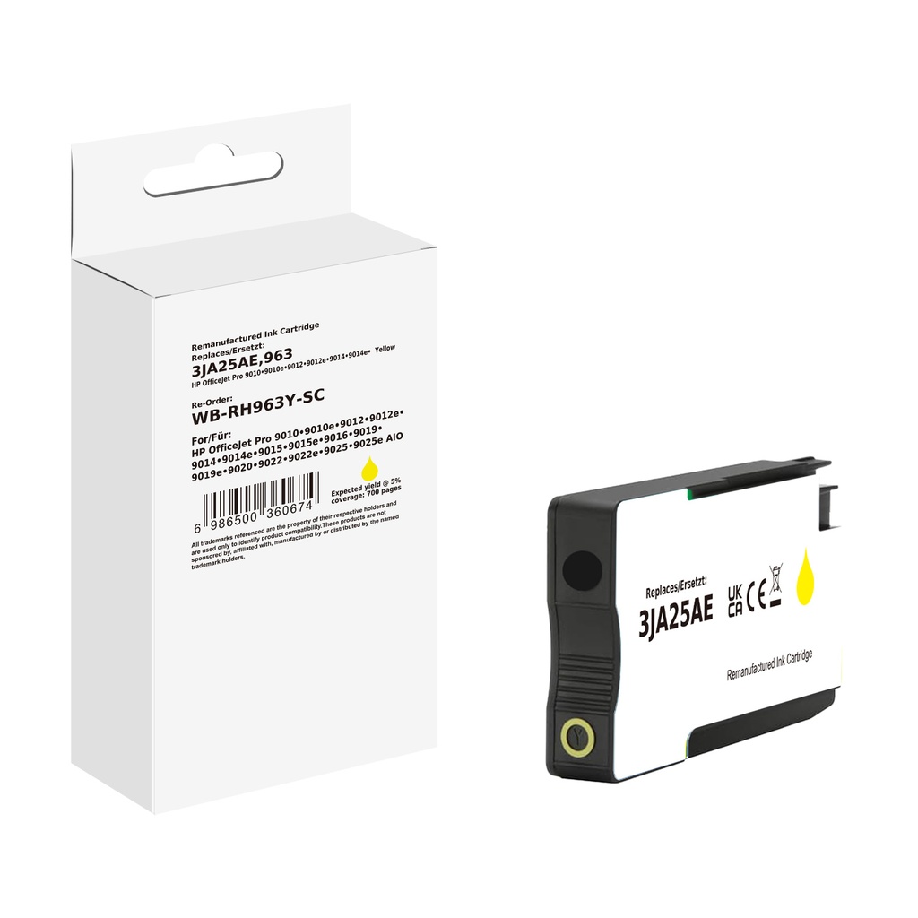 White Box Standard Remanufactured HP 3JA25AE (963) Inkjet Cartridge Yellow