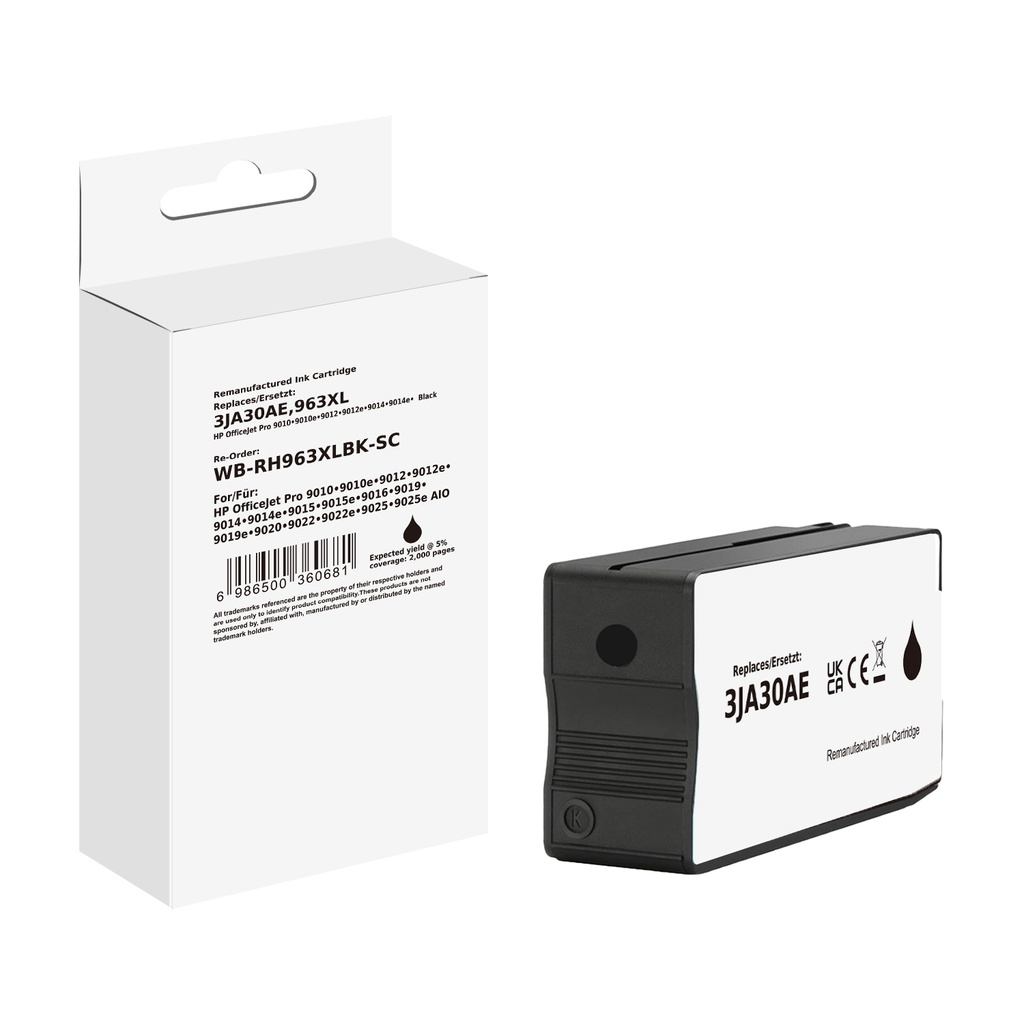 White Box Standard Remanufactured HP 3JA30AE (963XL) Inkjet Cartridge Black