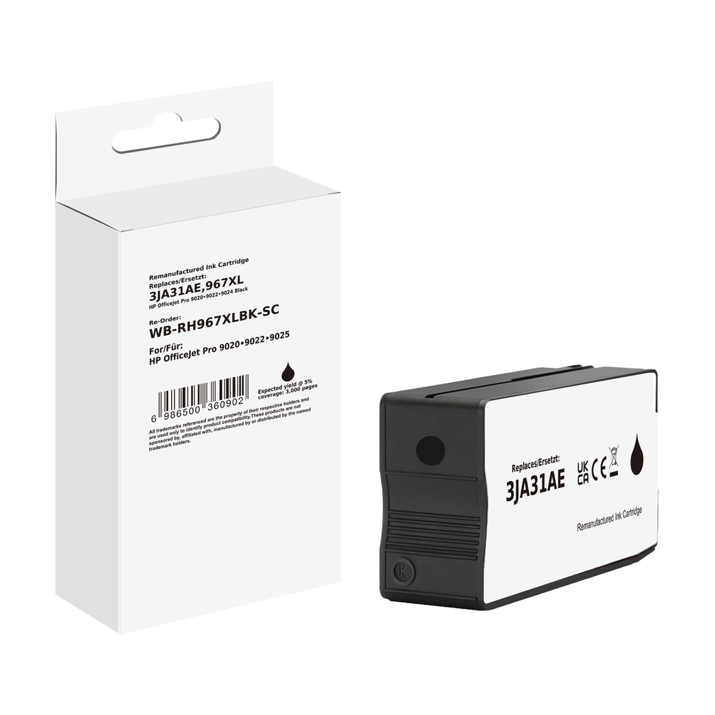 White Box Standard Remanufactured HP 3JA31AE (967XL) Inkjet Cartridge Black