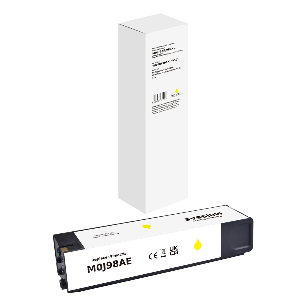 White Box Standard Remanufactured HP M0J98AE (991XL) Inkjet Cartridge Yellow