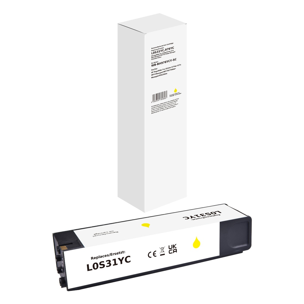 White Box Standard Remanufactured HP L0S31YC (976YC) Inkjet Cartridge Yellow