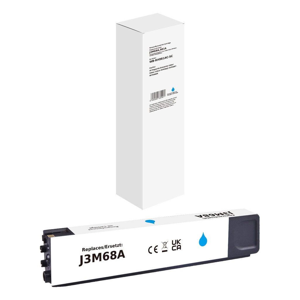 White Box Standard Remanufactured HP J3M68A (981A) Inkjet Cartridge Cyan