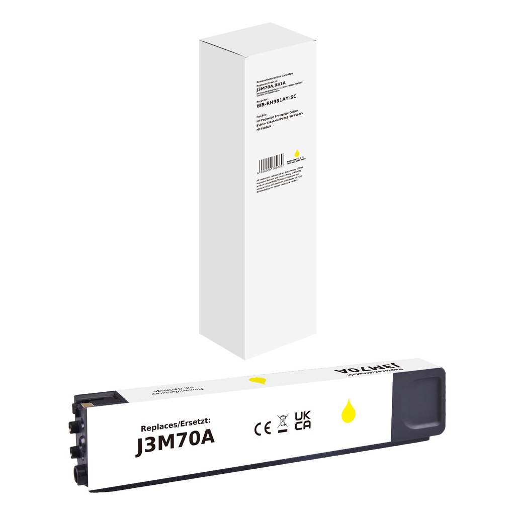 White Box Standard Remanufactured HP J3M70A (981A) Inkjet Cartridge Yellow