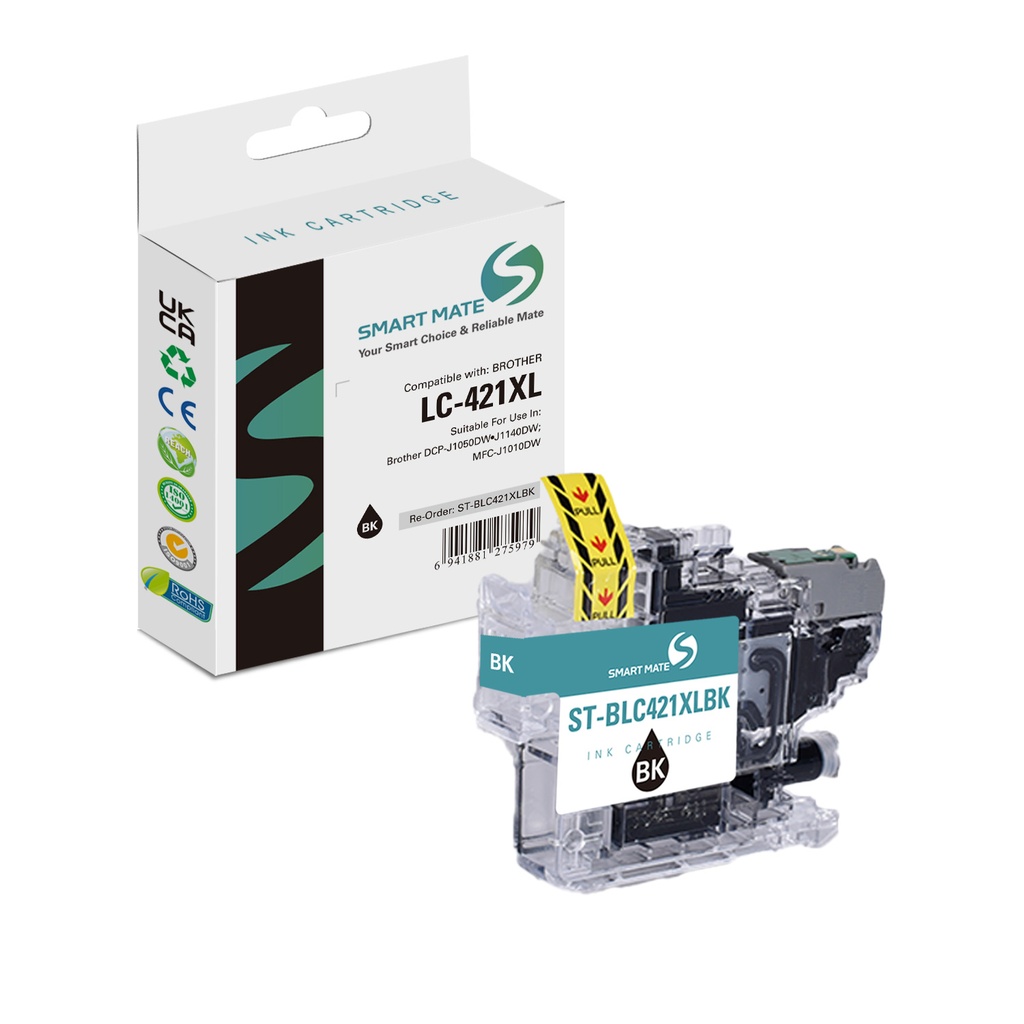 SMART MATE Compatible Brother LC-421XLBK (LC-421XL) Inkjet Cartridge