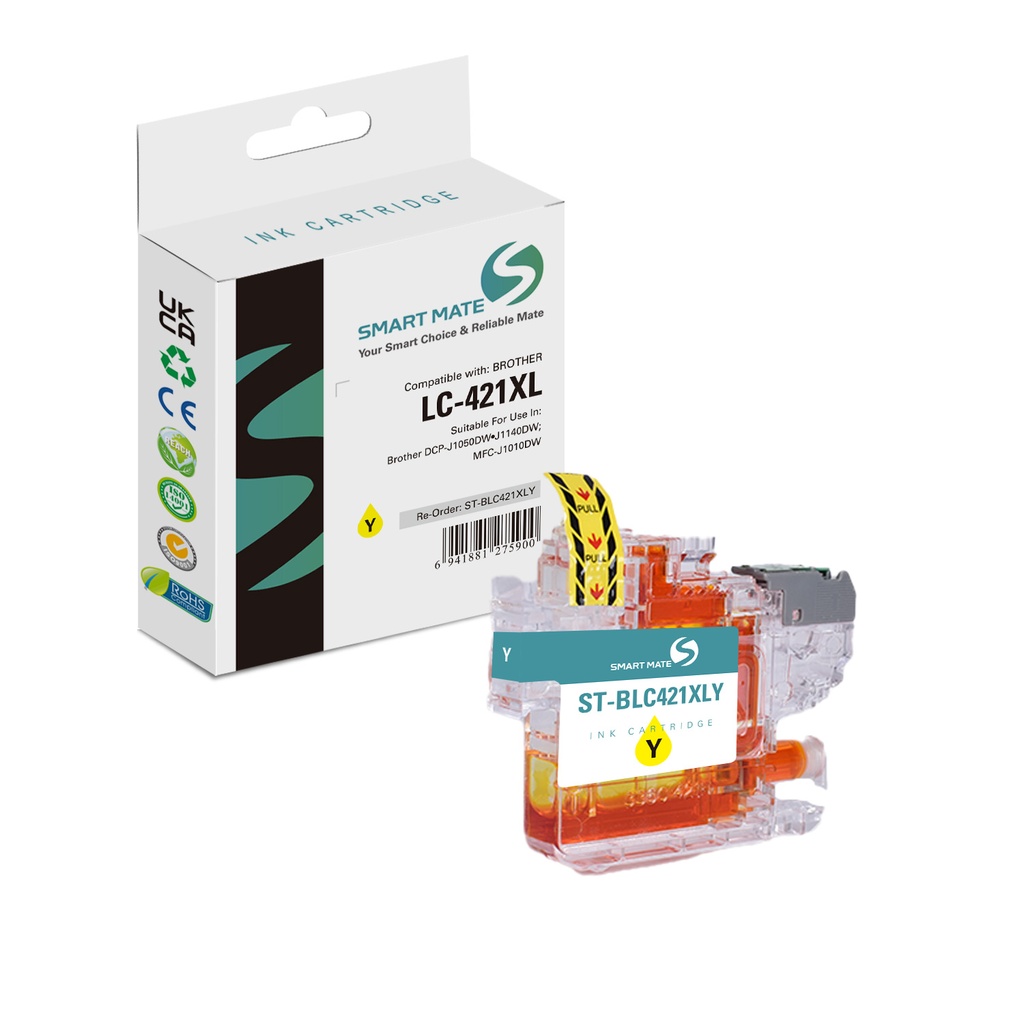 SMART MATE Compatible Brother LC-421XLY (LC-421XL) Inkjet Cartridge