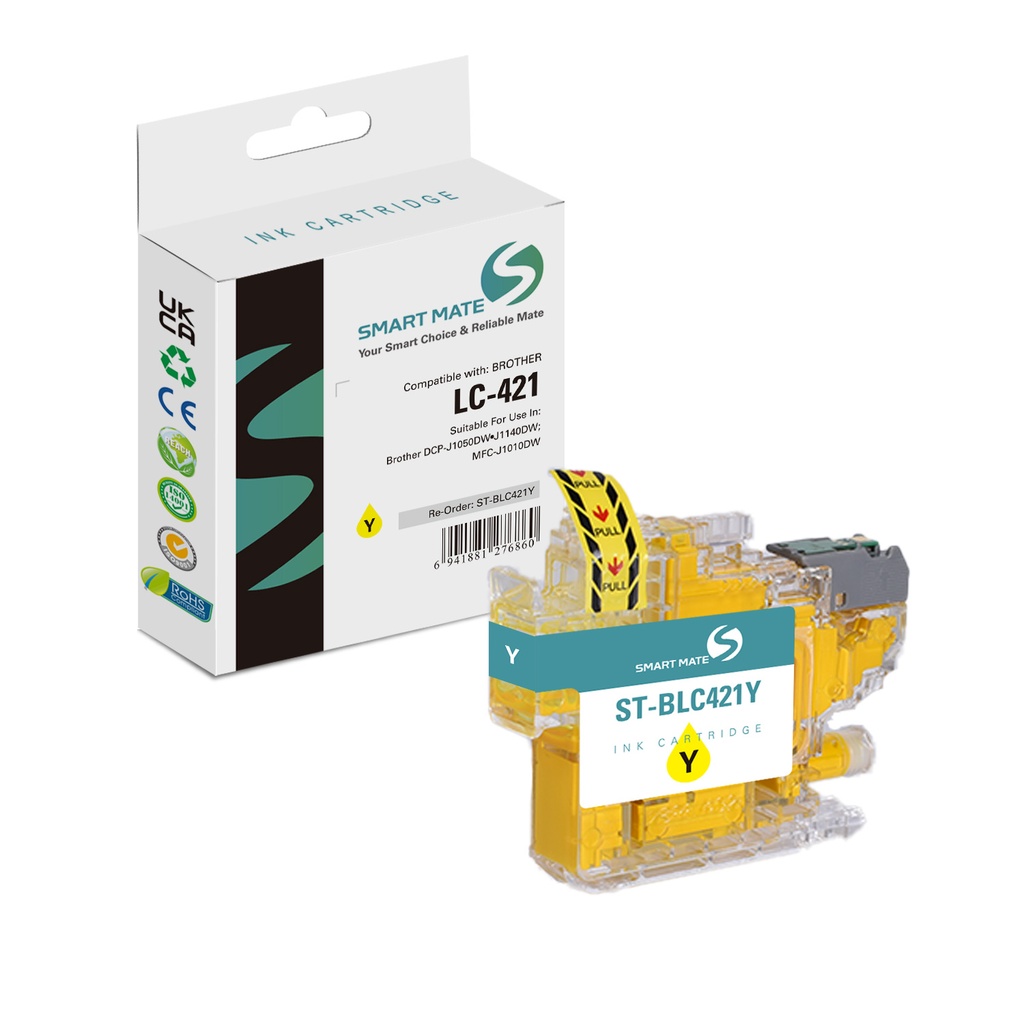 SMART MATE Compatible Brother LC-421Y (LC-421) Inkjet Cartridge