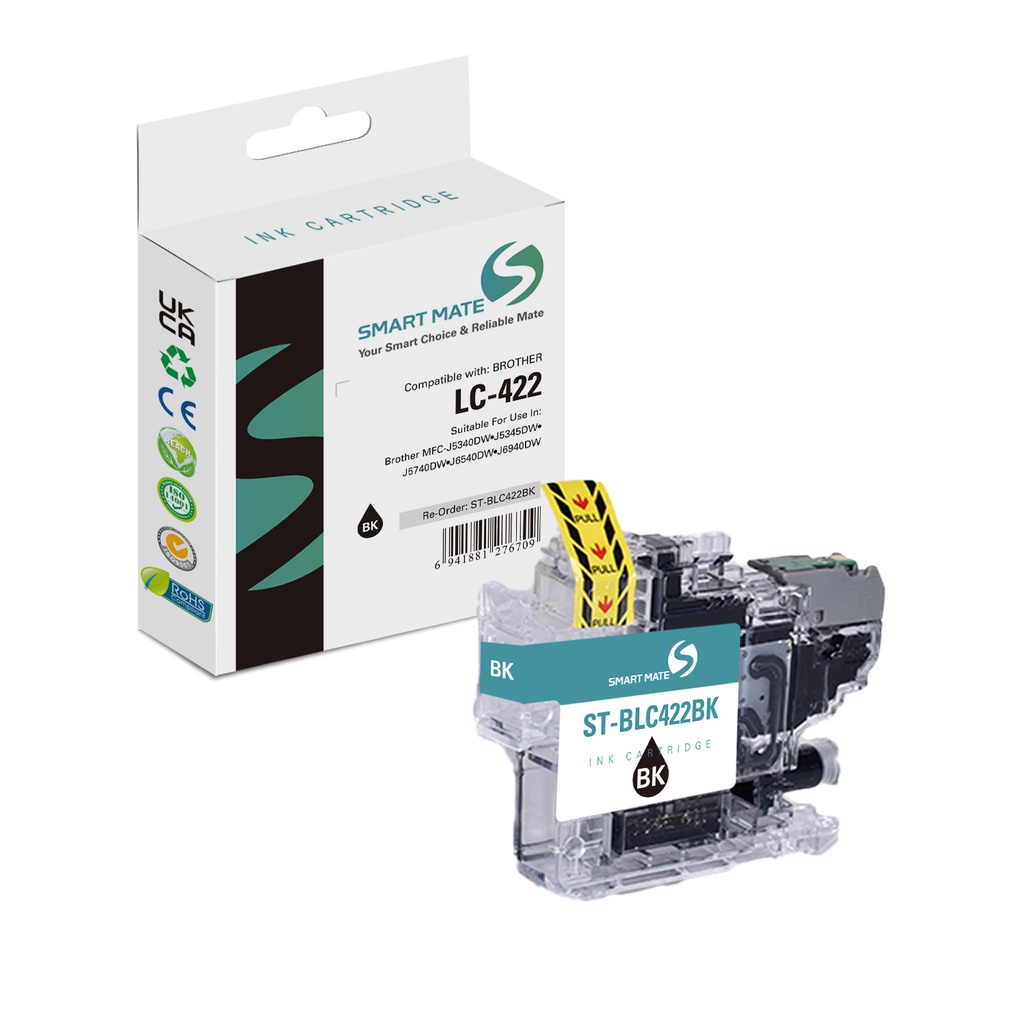 SMART MATE Compatible Brother LC-422BK (LC-422) Inkjet Cartridge