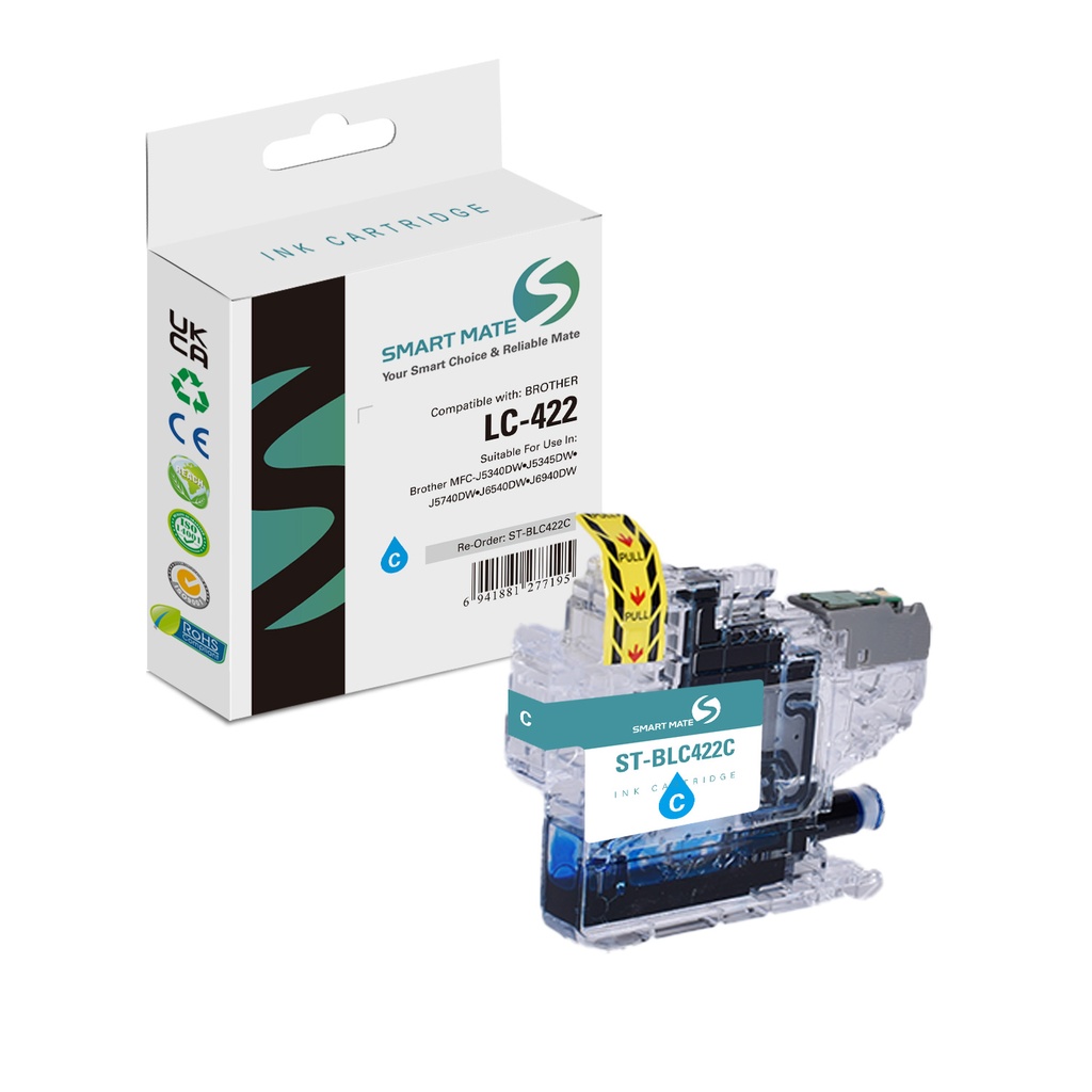 SMART MATE Compatible Brother LC-422C (LC-422) Inkjet Cartridge