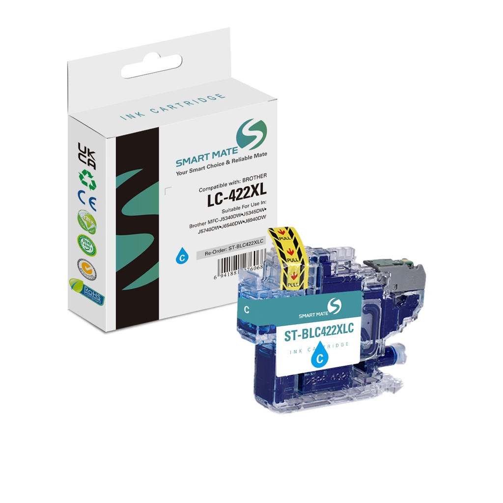 SMART MATE Compatible Brother LC-422XLC (LC-422XL) Inkjet Cartridge