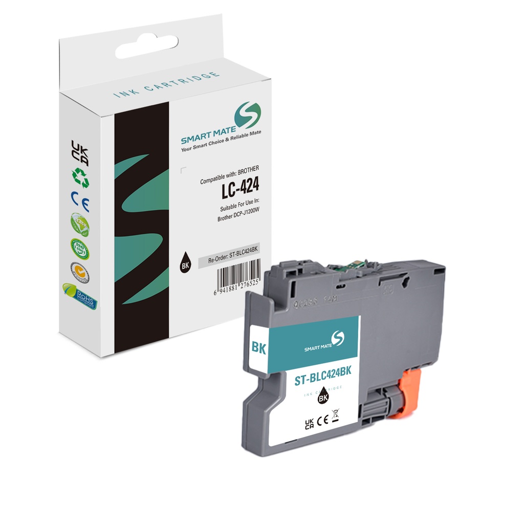 SMART MATE Compatible Brother LC-424BK (LC-424) Inkjet Cartridge