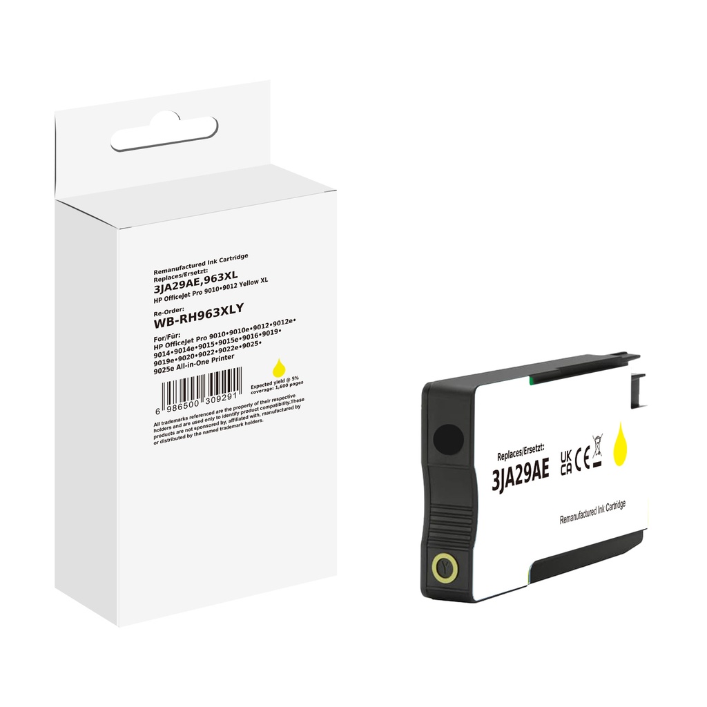 White Box Standard Remanufactured HP 963XL (3JA29AE) Inkjet Cartridge Yellow