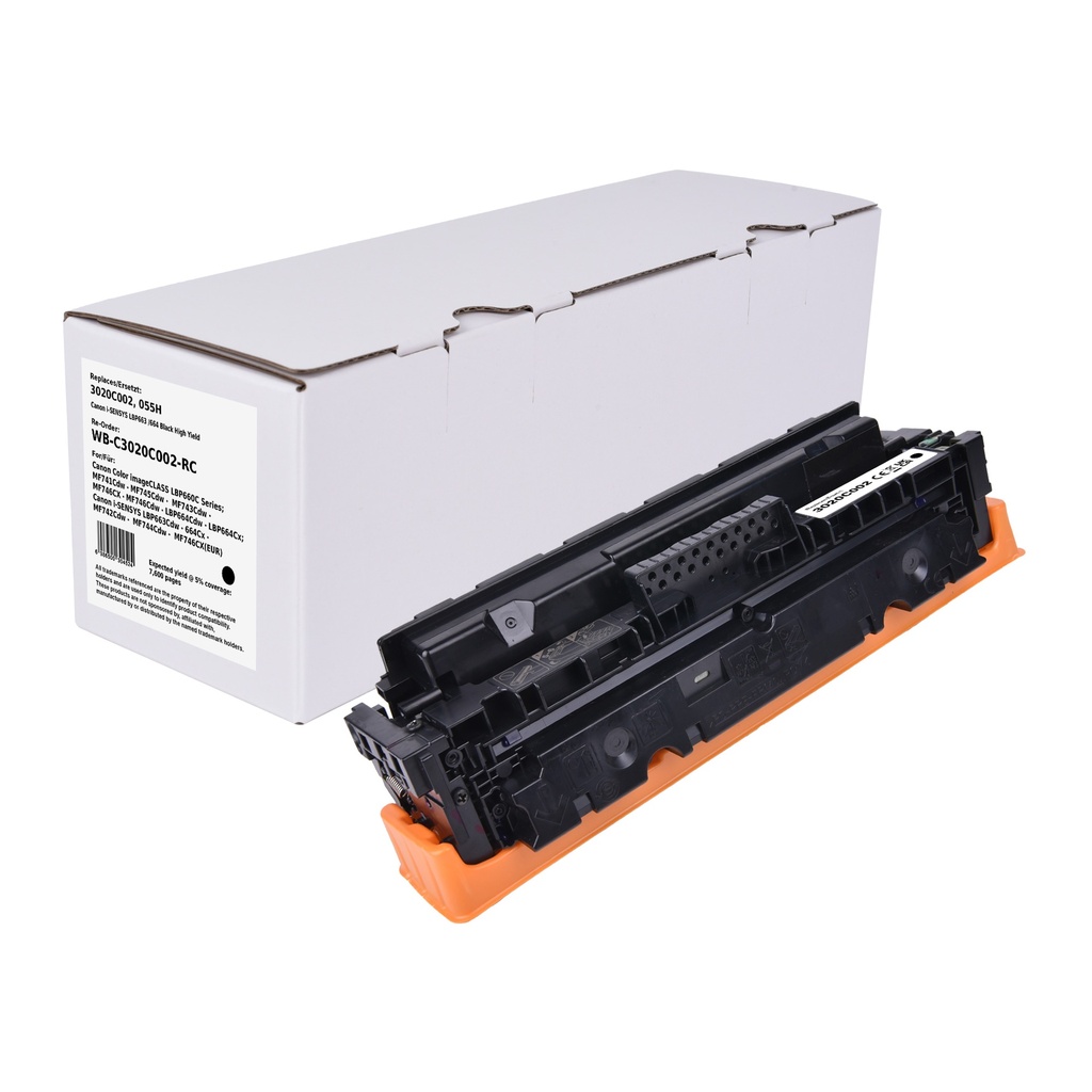 White Box Standard Remanufactured Canon 3020C002 (055H) Toner Black