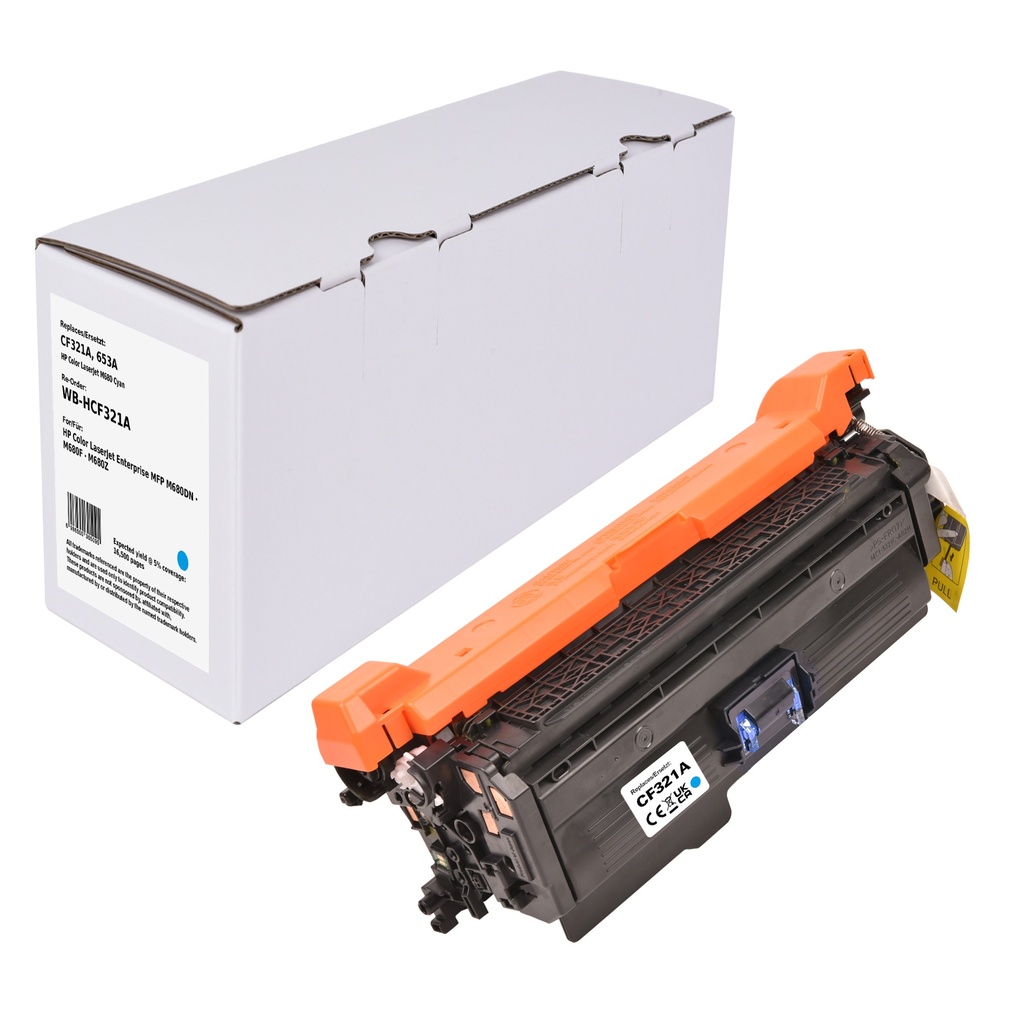 White Box Standard Remanufactured HP CF321A (653A) Toner Cyan