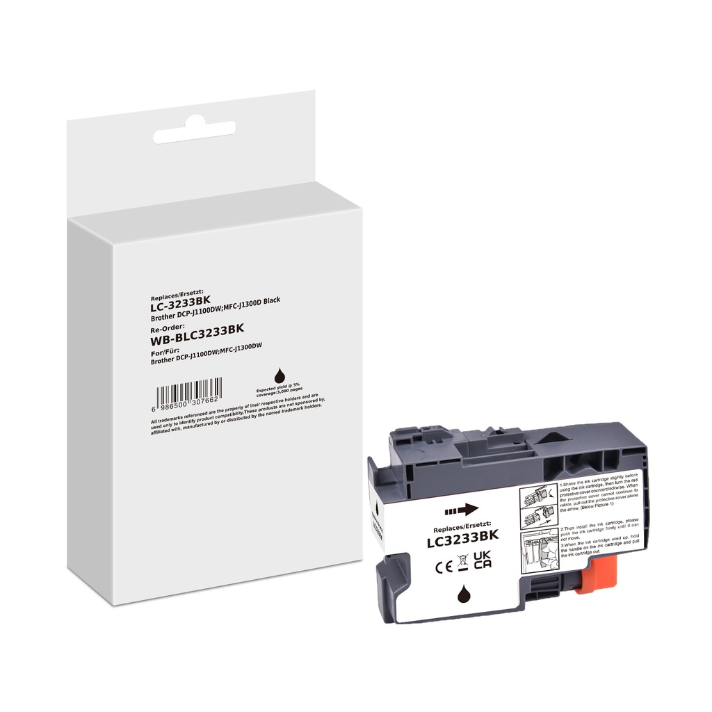 White Box Standard Compatible Brother LC-3233BK (LC-3233) Inkjet Cartridge Black