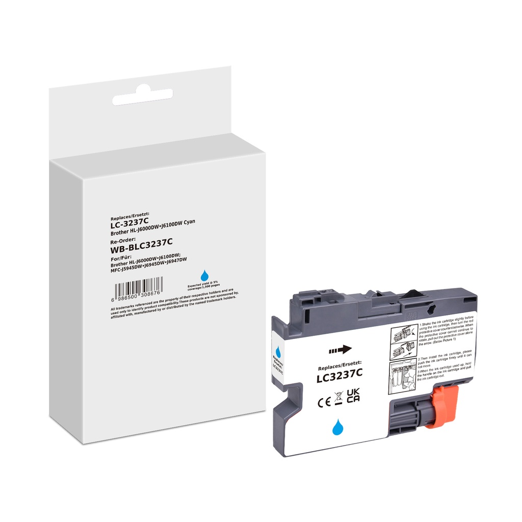 White Box Standard Compatible Brother LC-3237C (LC-3237) Inkjet Cartridge Cyan