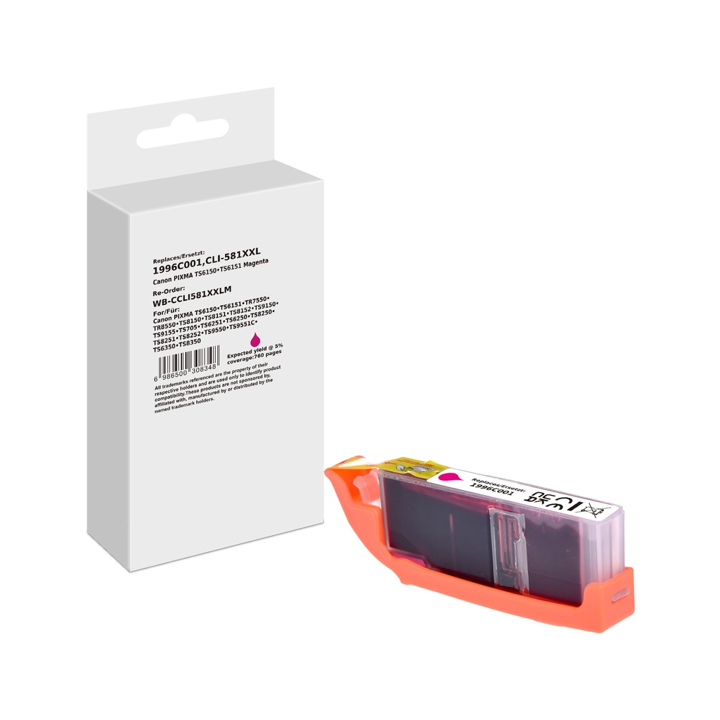 White Box Standard Compatible Canon 1996C001 (CLI-581XXL) Inkjet Cartridge Magenta