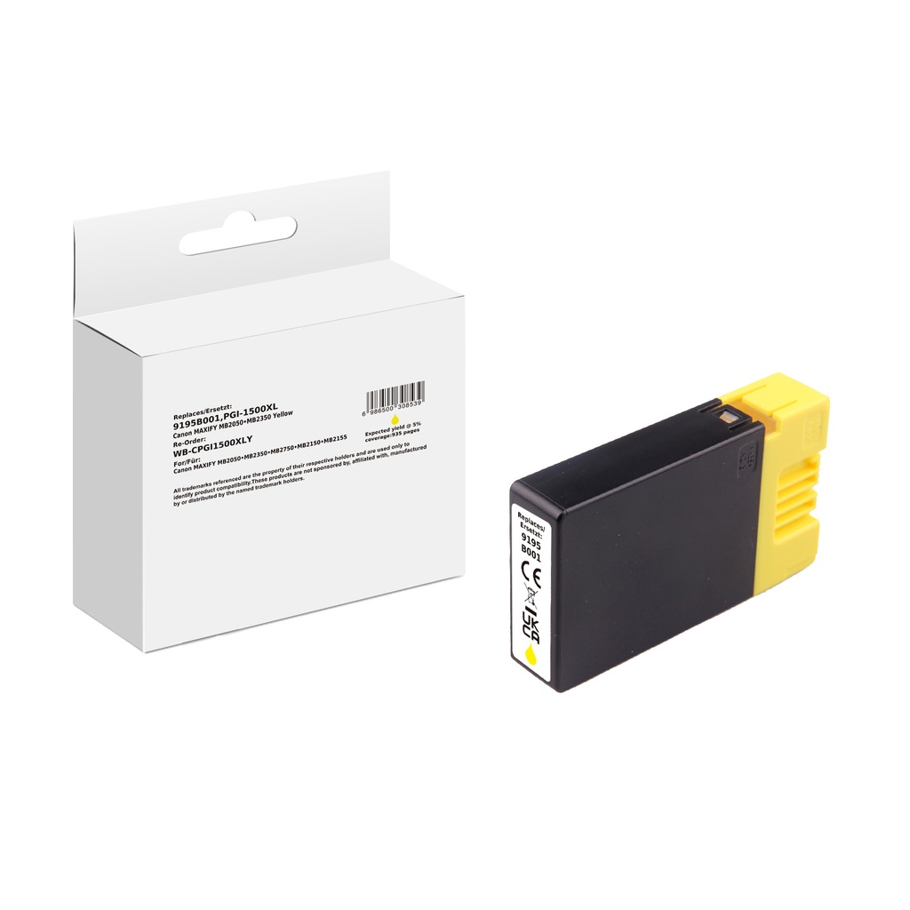 White Box Standard Compatible Canon 9195B001 (PGI-1500XL) Inkjet Cartridge Yellow