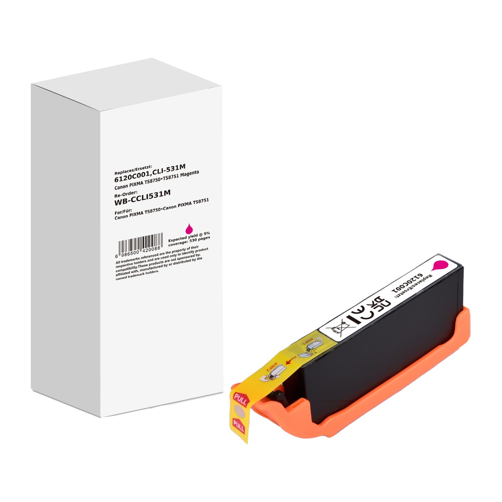 White Box Standard Compatible Canon 6120C001 (CLI-531M) Inkjet Cartridge Magenta