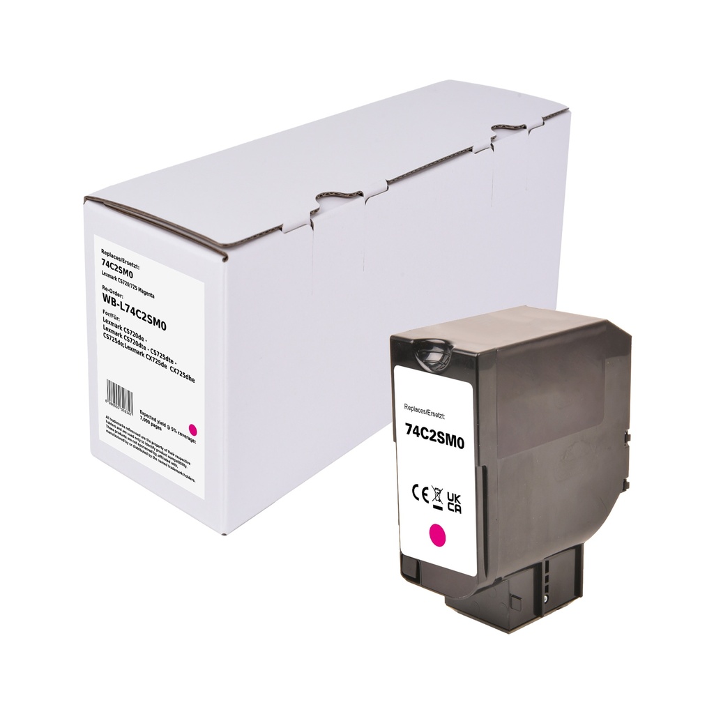 White Box Standard Remanufactured Lexmark 74C2SM0 Toner Magenta