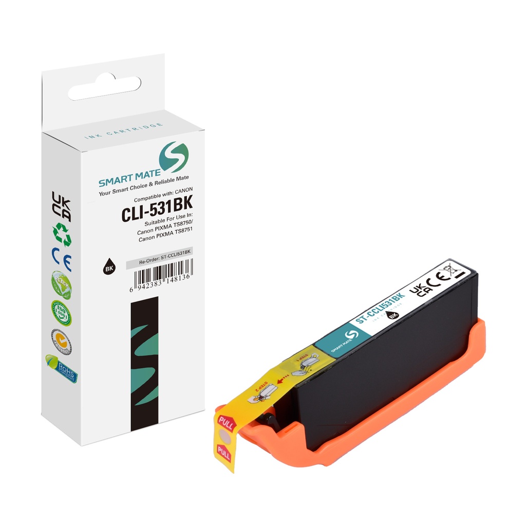 SMART MATE Compatible Canon CLI-531BK Inkjet Cartridge Black