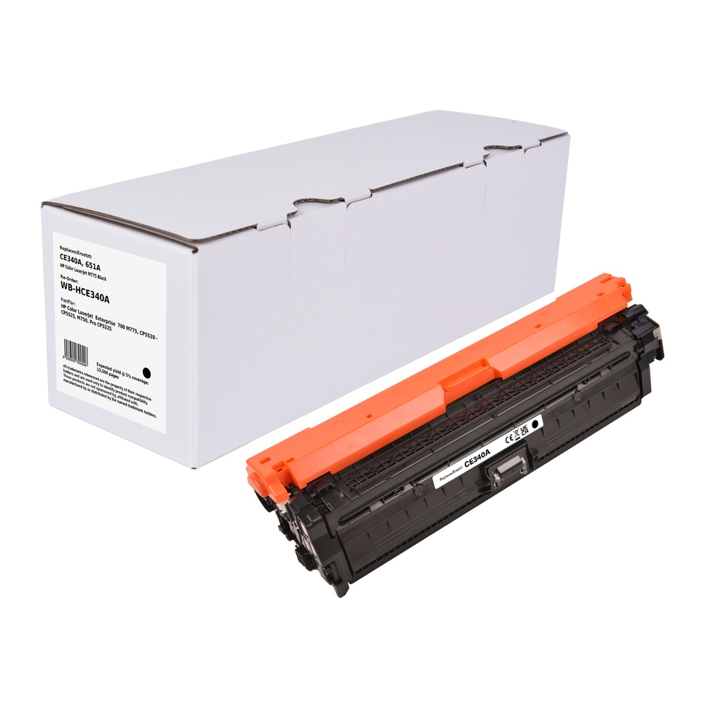 White Box Standard Remanufactured HP CE340A (651A) Toner Black