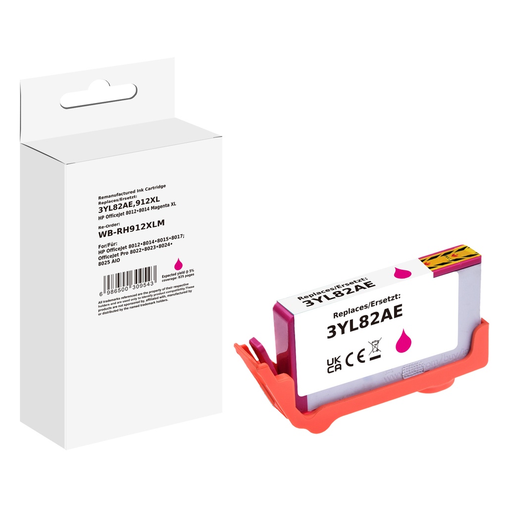 White Box Standard Remanufactured HP 3YL82AE (912XL) Inkjet Cartridge Magenta