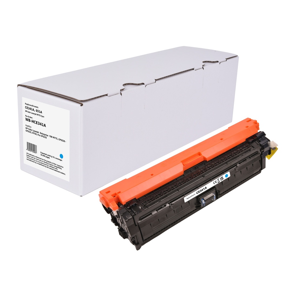 White Box Standard Remanufactured HP CE341A (651A) Toner Cyan