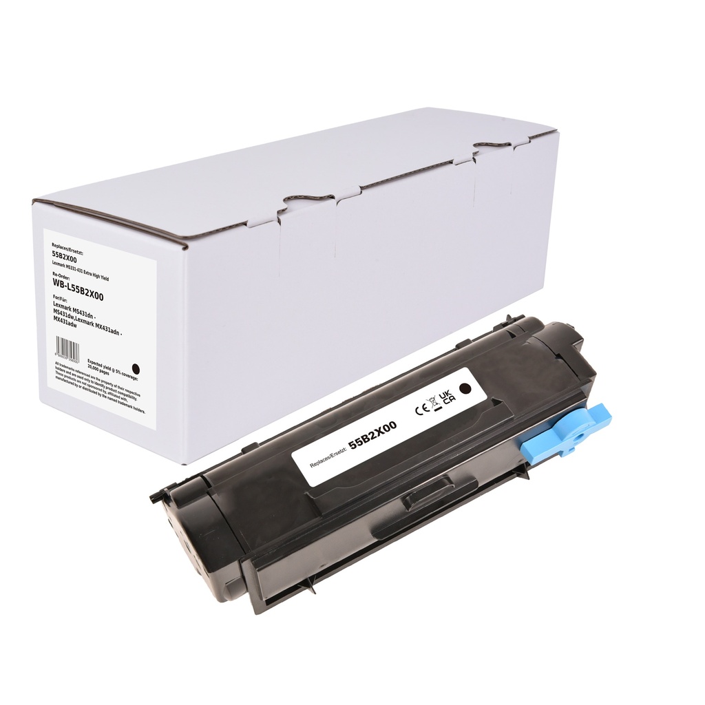 White Box Standard Remanufactured Lexmark 55B2X00 Toner Mono